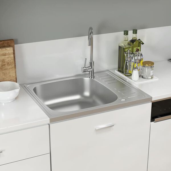 333019 - VIDAXL Set Lavaman Kuzhine me Kullues, Çelik Inoks 600x500x155 mm, Ngjyrë Argjendi