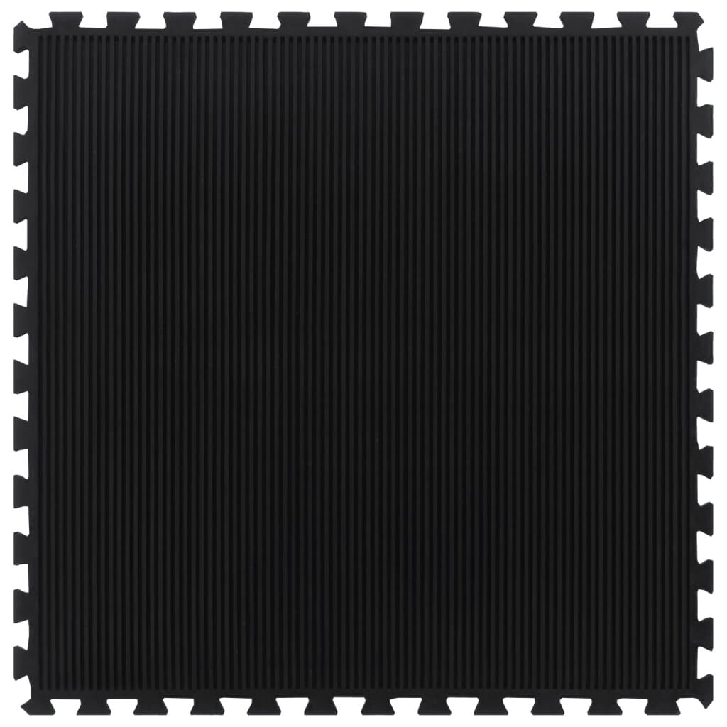 280041 - VIDA XL Pllakë dyshemeje prej gome e zezë 12 mm 100x100 cm