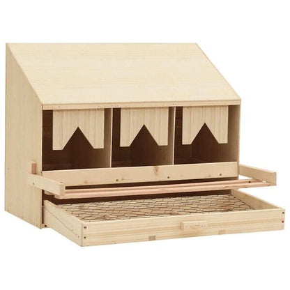 291047 - VIDAXL Fole për Pula me 3 Ndarje 72x33x54 cm Dru Pishe i Fortë
