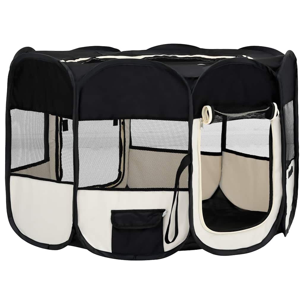 265046 - VIDA XL Lojëra për qen të palosshme me cantë mbajtëse 125x125x61 cm e zezë