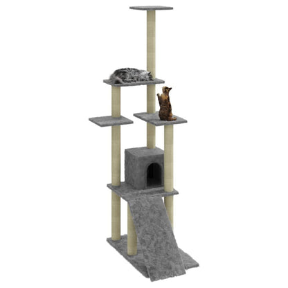 265047 - VIDA XL Pemë për Mace me Shtylla Kërcimi Sisal 155 cm Gri e Çelët