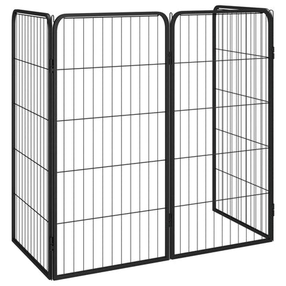 265051 - VIDAXL Karrige për Qen me 4 Panele, E Zezë 50x100 cm, Çelik i Lyer me Pluhur