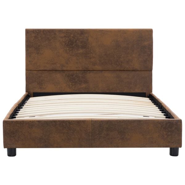 333072 - VIDA XL Kornizë Kreveti pa Dyshek, Lëkurë Faux Suede, Ngjyrë Kafe 100x200 cm
