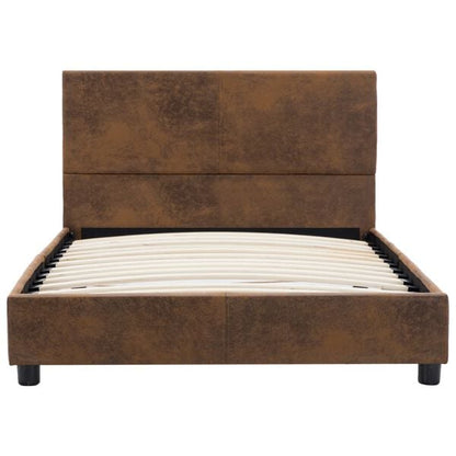333072 - VIDA XL Kornizë Kreveti pa Dyshek, Lëkurë Faux Suede, Ngjyrë Kafe 100x200 cm