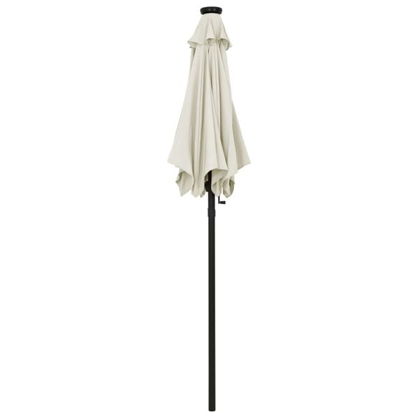 334075 - VIDAXL Çadër dielli për kopsht me drita LED, ngjyrë rëre, alumini 200x211 cm