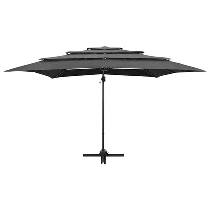 291085 - VIDAXL Çadër Dielli për Kopsht me 4 Kate dhe Shtyllë Alumini, Ngjyrë Antraciti 250x250 cm