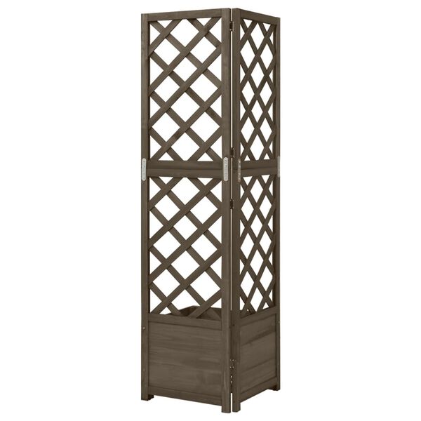 244410 - VIDA XL Vazo këndore me rrjetë Gri 40x40x150 cm prej druri bredhi të fortë