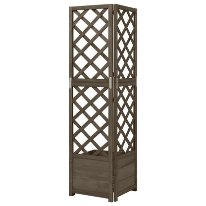244410 - VIDA XL Vazo këndore me rrjetë Gri 40x40x150 cm prej druri bredhi të fortë