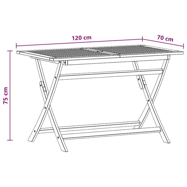 333429 - VIDAXL Tavolinë Kopshti e Palosshme 120x70x75 cm Dru Eukalipt i Fortë