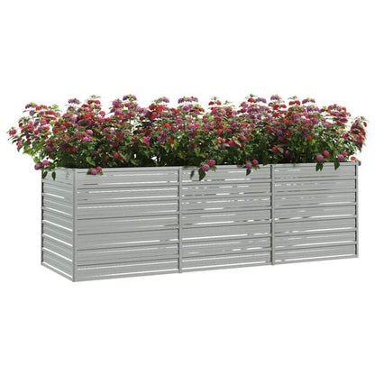334089 - VIDAXL Shtretër i ngritur për kopsht 240x80x77 cm Çelik i galvanizuar, argjend