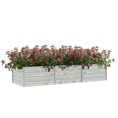 291098 - VIDAXL Shtretër i ngritur për kopsht 240x80x45 cm Çelik i galvanizuar, argjend