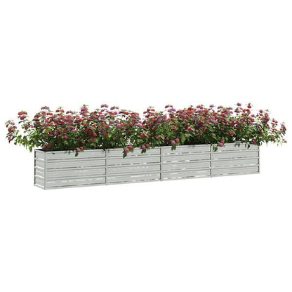 334090 - VIDAXL Shtretër i ngritur për kopsht 320x40x45 cm Çelik i galvanizuar, argjend