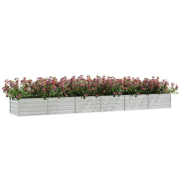 291099 - VIDAXL Shtretër i ngritur për kopsht 480x80x45 cm Çelik i galvanizuar, ngjyrë argjendi