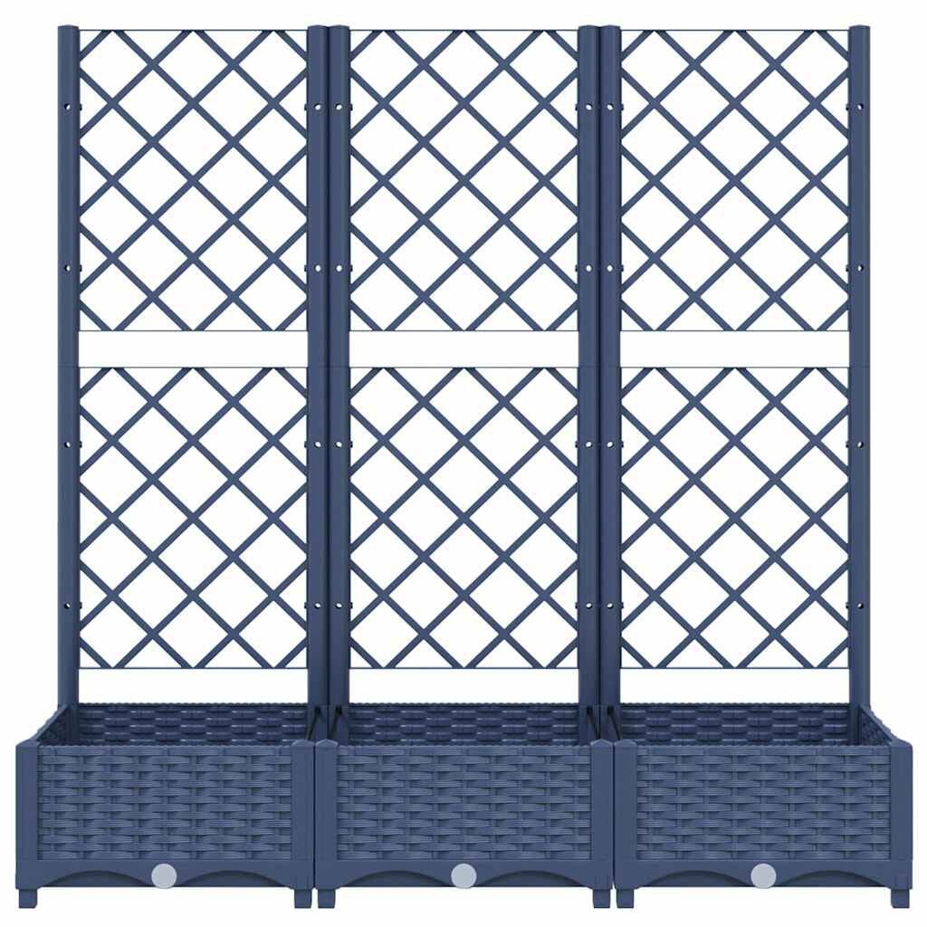 280128 - VIDAXL Vazo kopshti me rrjetë gri blu 120x40x121,5 cm, PP