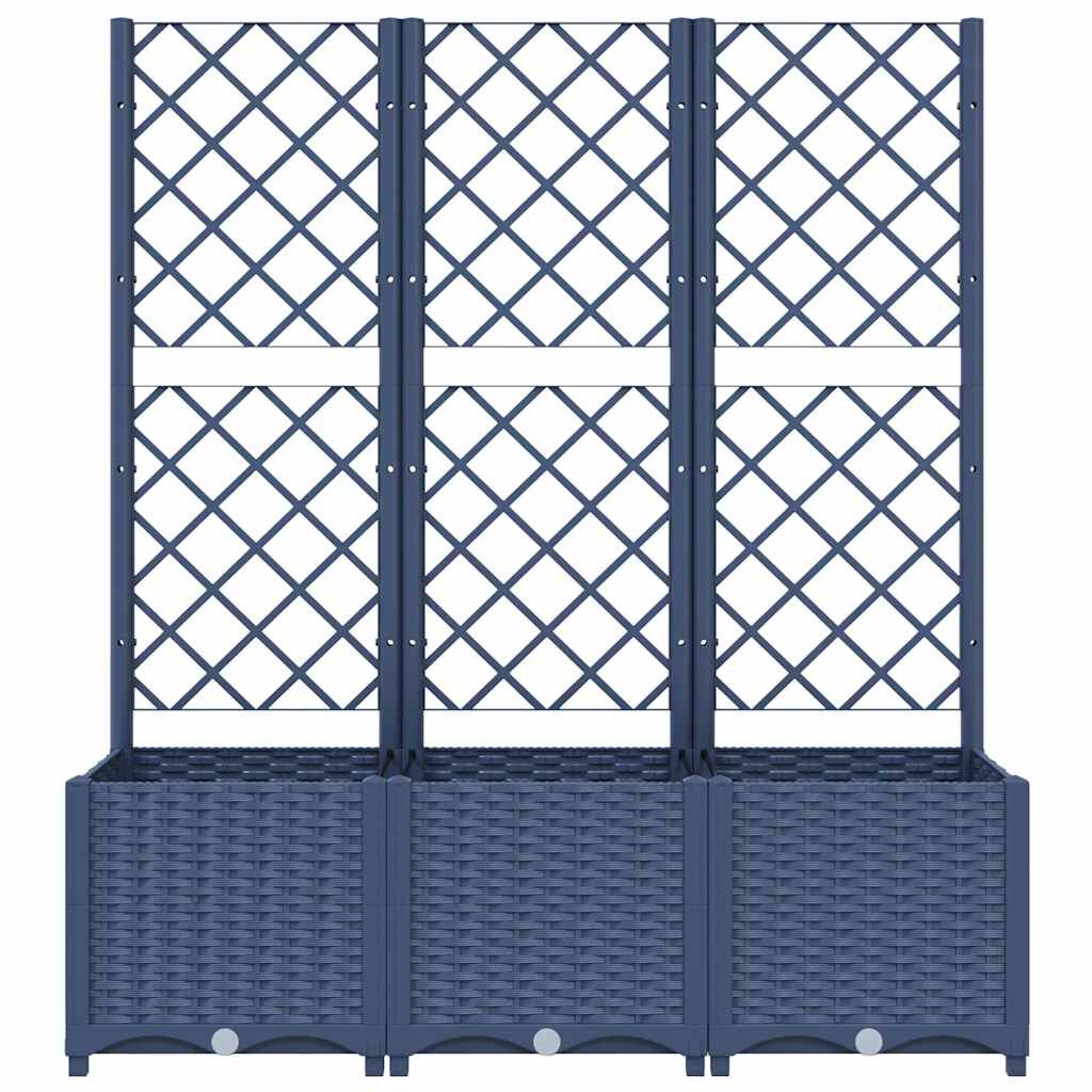 280129 - VIDAXL Vazo kopshti me rrjetë gri blu 120x40x136 cm, PP