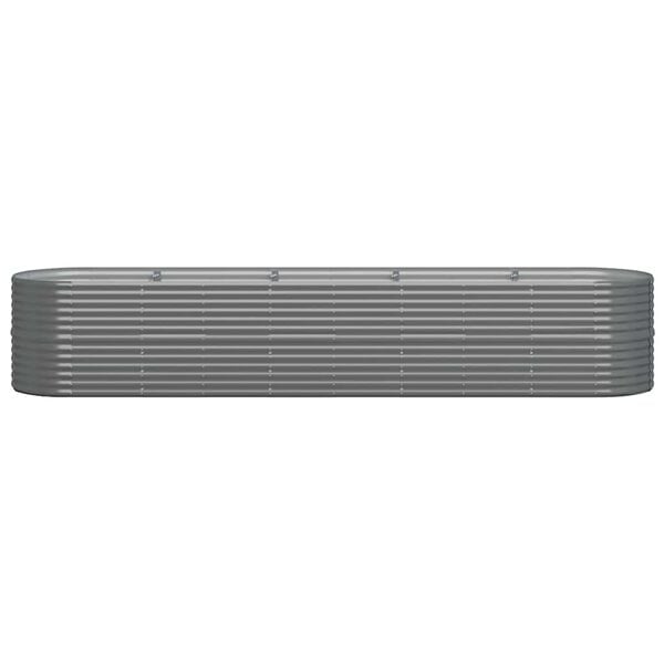 334111 - VIDA XL Shtrat i ngritur për kopsht, çelik i galvanizuar 368x80x68 cm, gri