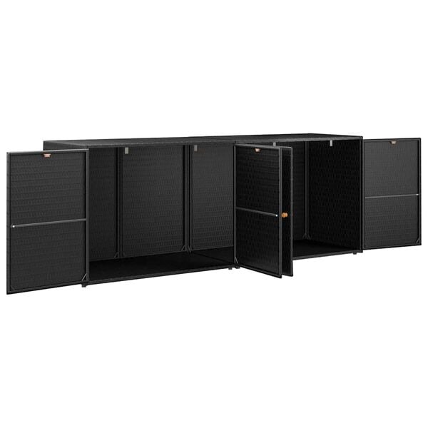 291128 - VIDA XL Dollap Ruajtjeje për Kopsht, i Zi 198x55,5x80 cm, Material Ratani Poliesterol