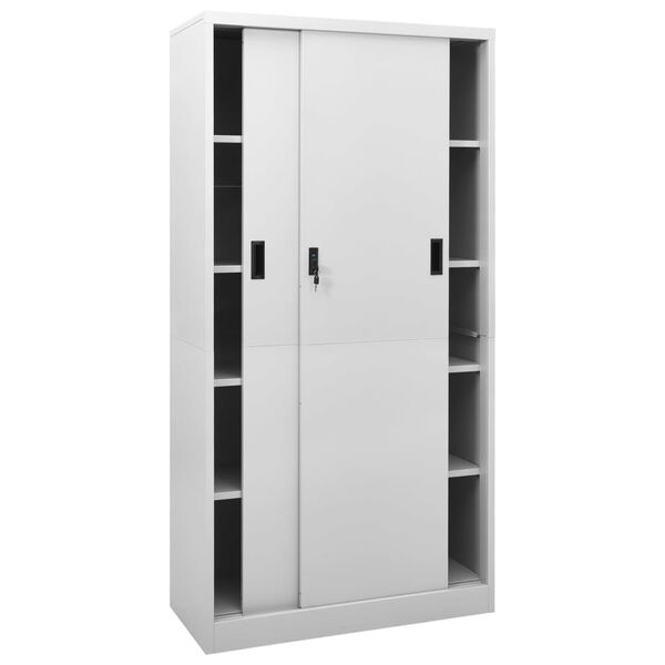 244492 - VIDAXL Dollap Zyre me Derë Rrëshqitëse, Ngjyrë Gri e Çelët 90x40x180 cm, Çelik