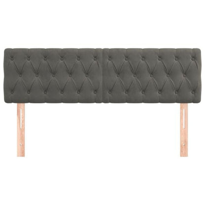 291158 - VIDAXL Kokë shtrati Gri e errët 160x7x78/88 cm, kadife