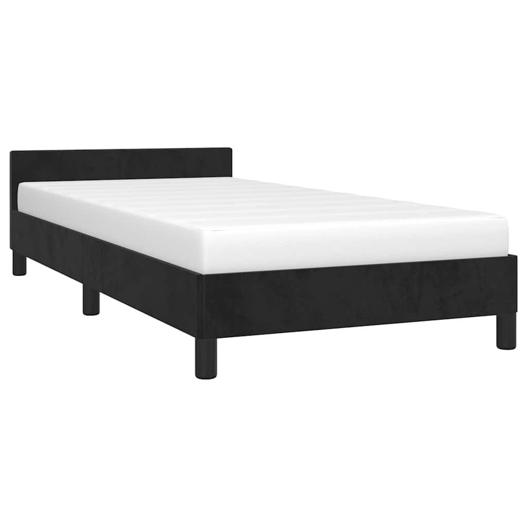 265167 - VIDA XL Kornizë shtrati me kokë shtrati pa dyshek, e zezë 90x200 cm, kadife