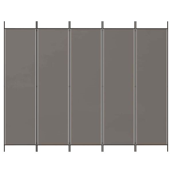 334134 - VIDAXL Ndarëse Dhome me 5 Panele, Ngjyrë Antraciti 250x200 cm, Pëlhurë