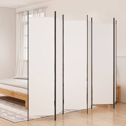 291170 - VIDAXL Ndarës Dhome me 6 Panele, i bardhë 300x200 cm, material