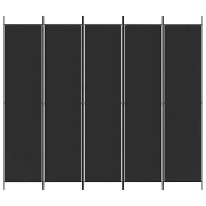 291173 - VIDAXL Ndarës Dhome me 5 Panele, E Zezë 250x220 cm, Pëlhurë