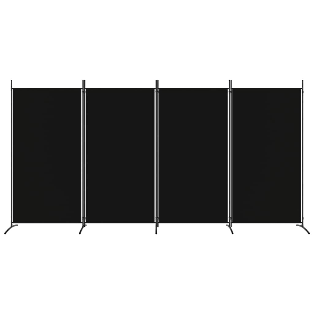 280189 - VIDAXL Ndarës Dhome me 4 Panele, Ngjyrë e Zezë 346x180 cm, Material