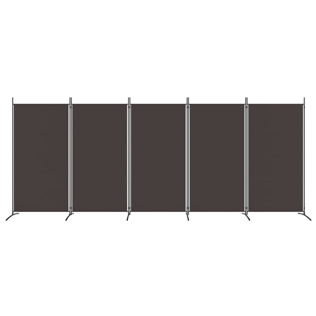 280190 - VIDAXL Ndarës Dhome me 5 Panele, Ngjyrë Kafe 433x180 cm, Pëlhurë