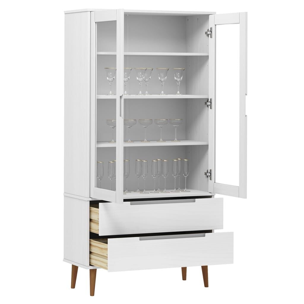 280197 - VIDAXL Dollap Vitrine "MOLDE" i Bardhë 90x35x175 cm Dru Pishe i Fortë