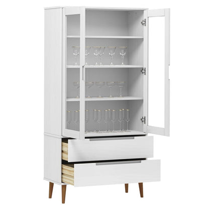 280197 - VIDAXL Dollap Vitrine "MOLDE" i Bardhë 90x35x175 cm Dru Pishe i Fortë