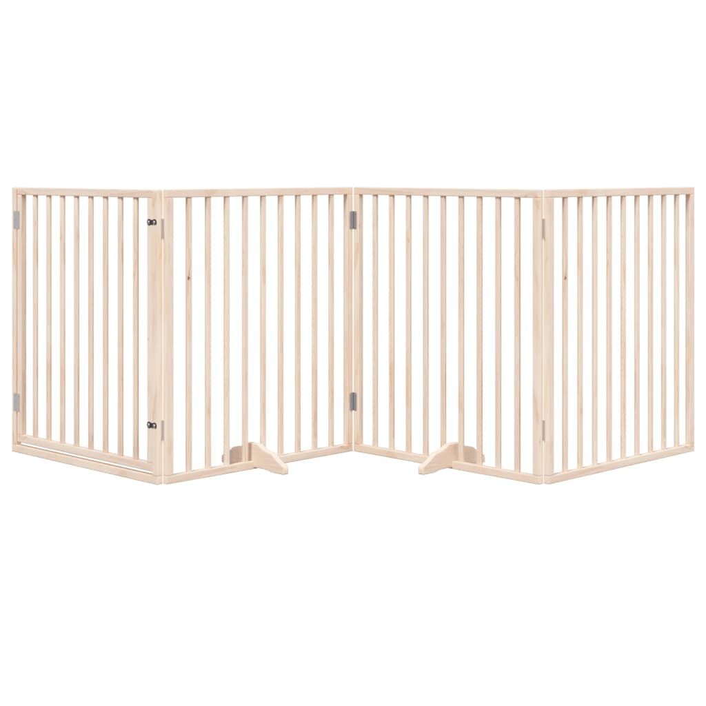 265188 - VIDA XL Portë Qeni me Derë të Palosshme me 4 Panele 320 cm Dru Plepi