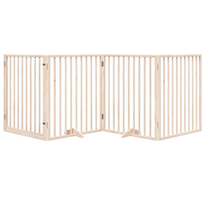 265188 - VIDA XL Portë Qeni me Derë të Palosshme me 4 Panele 320 cm Dru Plepi