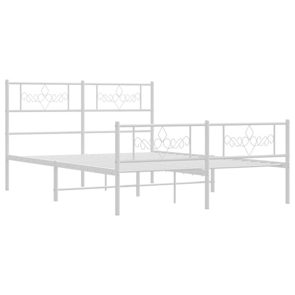 334151 - VIDAXL Kornizë shtrati metalik pa dyshek me mbështetëse për këmbët, e bardhë 120x200 cm