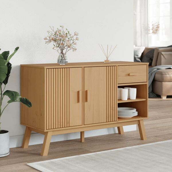 291201 - VIDA XL Bufe "OLDEN" Ngjyrë Kafe 114x43x73,5 cm Dru Pishe i Fortë