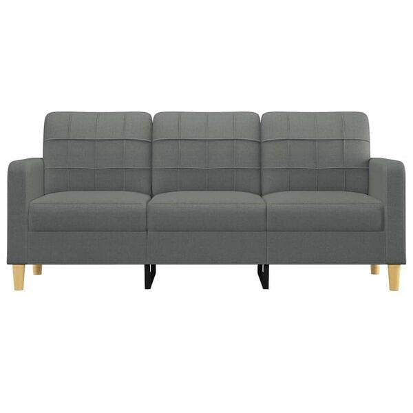 333299 - VIDAXL Divan 3-Vendësh, gri e errët, 180 cm, pëlhurë