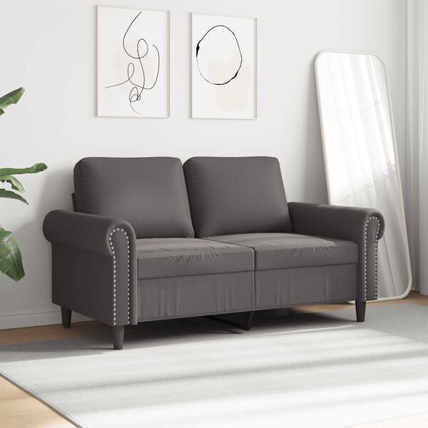 333304 - VIDAXL Divan 2-Vendësh Gri 120 cm Lëkurë artificiale
