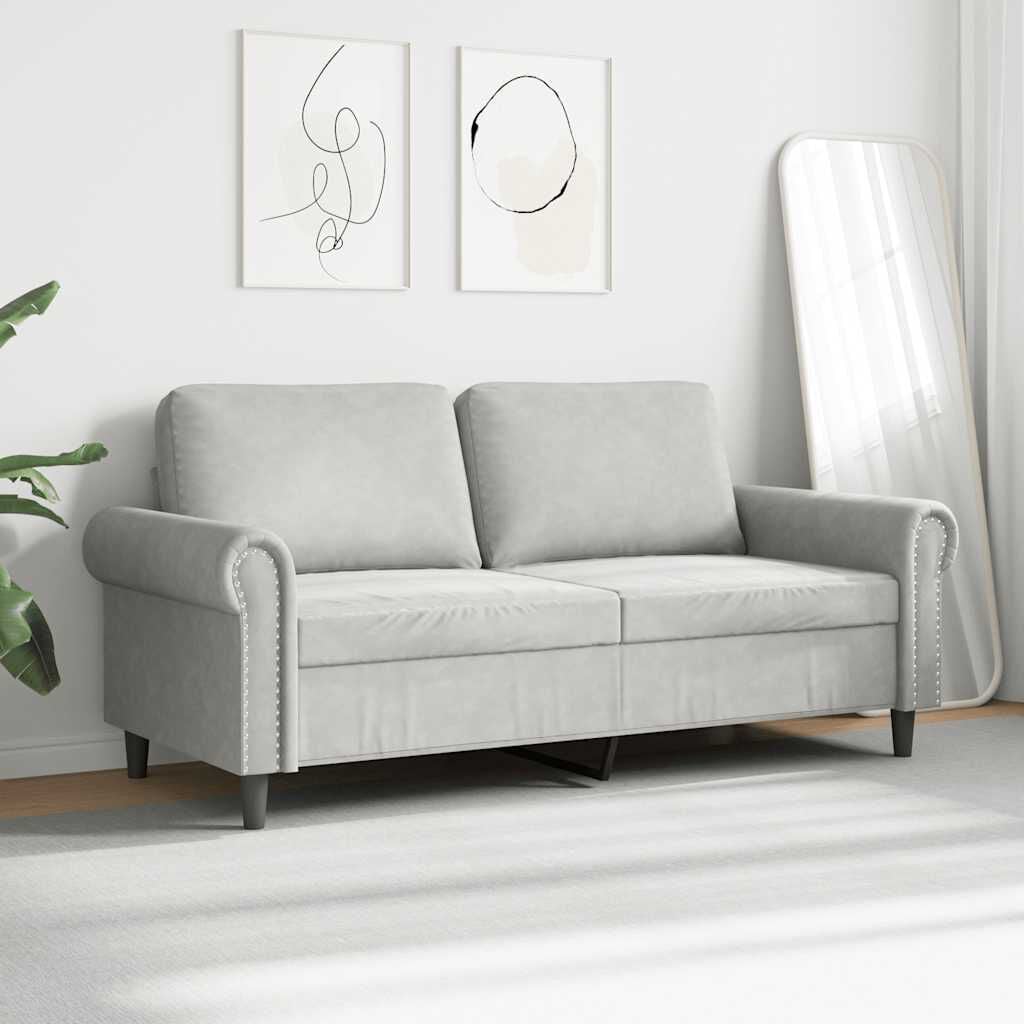 265211 - VIDA XL Divan 2-Vendësh Gri i Çelët 140 cm Kadife