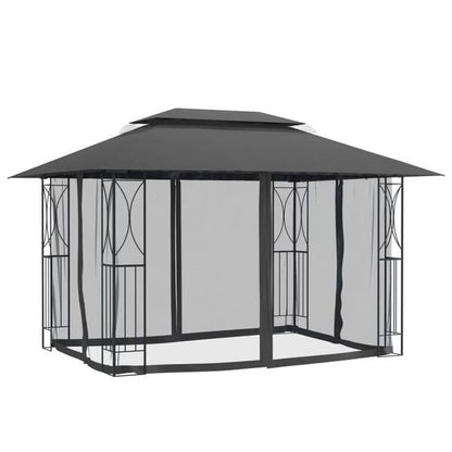 334155 - VIDAXL Gazebo me mure anësore Antracit 400x300x270 cm Çelik