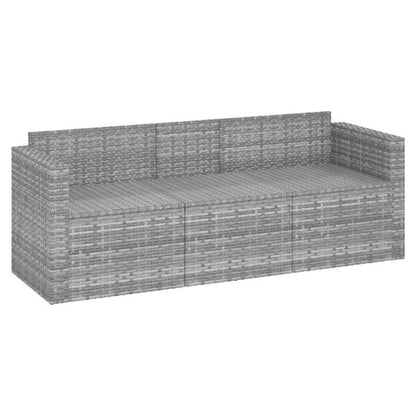333189 - VIDA XL Divan Kopshti me 3 Vende me Jastëkë, Gri Poliester, Ratan