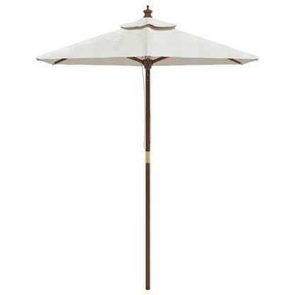 265214 - VIDA XL Çadër dielli për kopsht me shkop druri, ngjyrë rëre 196x231 cm