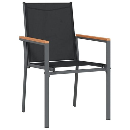 334171 - VIDA XL Karrige kopshti 2 copë të zeza 55x61,5x90 cm Tekstilin dhe çelik