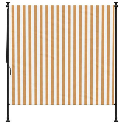 291244 - VIDAXL Perde me rul për jashtë, portokalli dhe të bardhë 150x270 cm, Pëlhurë dhe çelik