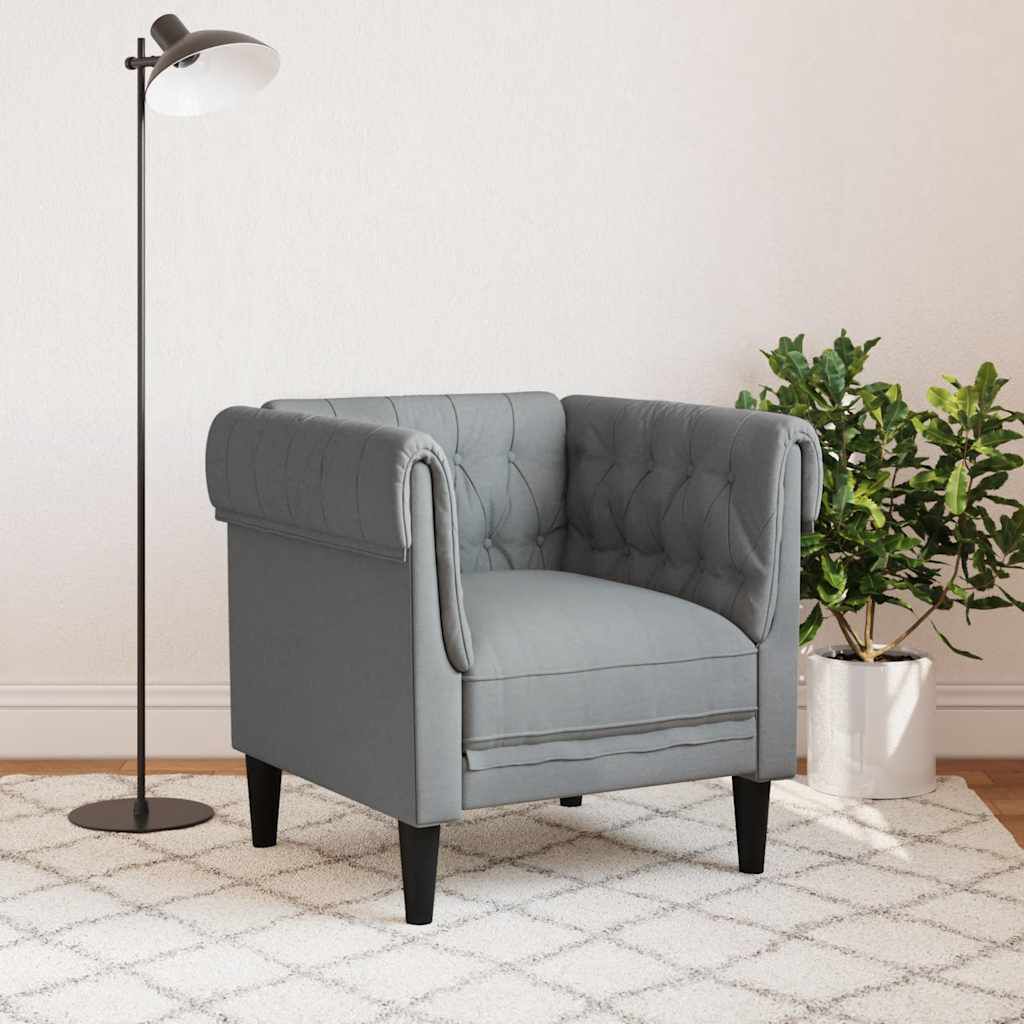 280273 - VIDA XL Divan Kolltuk Chesterfield, Ngjyrë Gri e Çelët, Pëlhurë