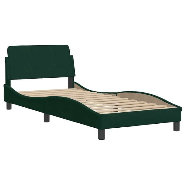 334198 - VIDA XL Kornizë shtrati "Dover" Jeshile e Errët 90x190 cm Kadife