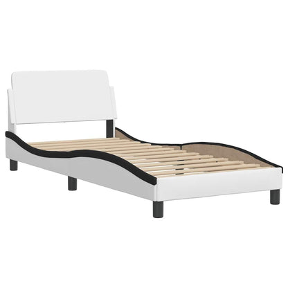 265261 - VIDA XL Kornizë shtrati "Dover" E bardhë dhe e zezë 90x190 cm Lëkurë artificiale