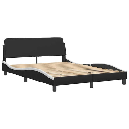 265262 - VIDA XL Kornizë shtrati "Dover" E zezë dhe e bardhë 120x200 cm Lëkurë artificiale