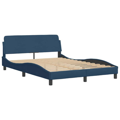 265263 - VIDA XL Kornizë shtrati me kokë shtrati "Dover" Blu 140x190 cm Pëlhurë