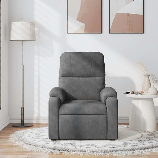 334199 - VIDA XL Karrige masazhi me mbështetëse, prej pëlhure mikrofibre, gri e errët