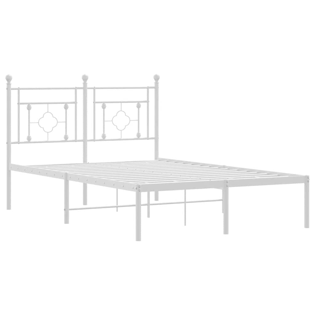 280277 - VIDA XL Kornizë shtrati metalike pa dyshek me dërrasë koke, e bardhë 120x190 cm